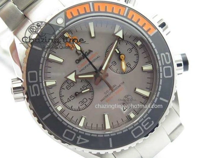 0412 Planet Ocean Master Chronometer Chrono SS OM 1:1 Best Edition Gray Dial On SS Bracelet A Reliable 8180